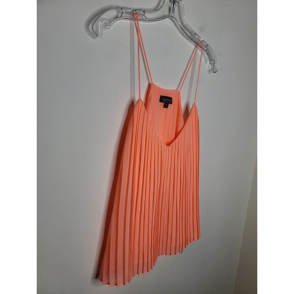 Topshop orange coral strappy pleated tank top - 6 - Picture 2 of 5